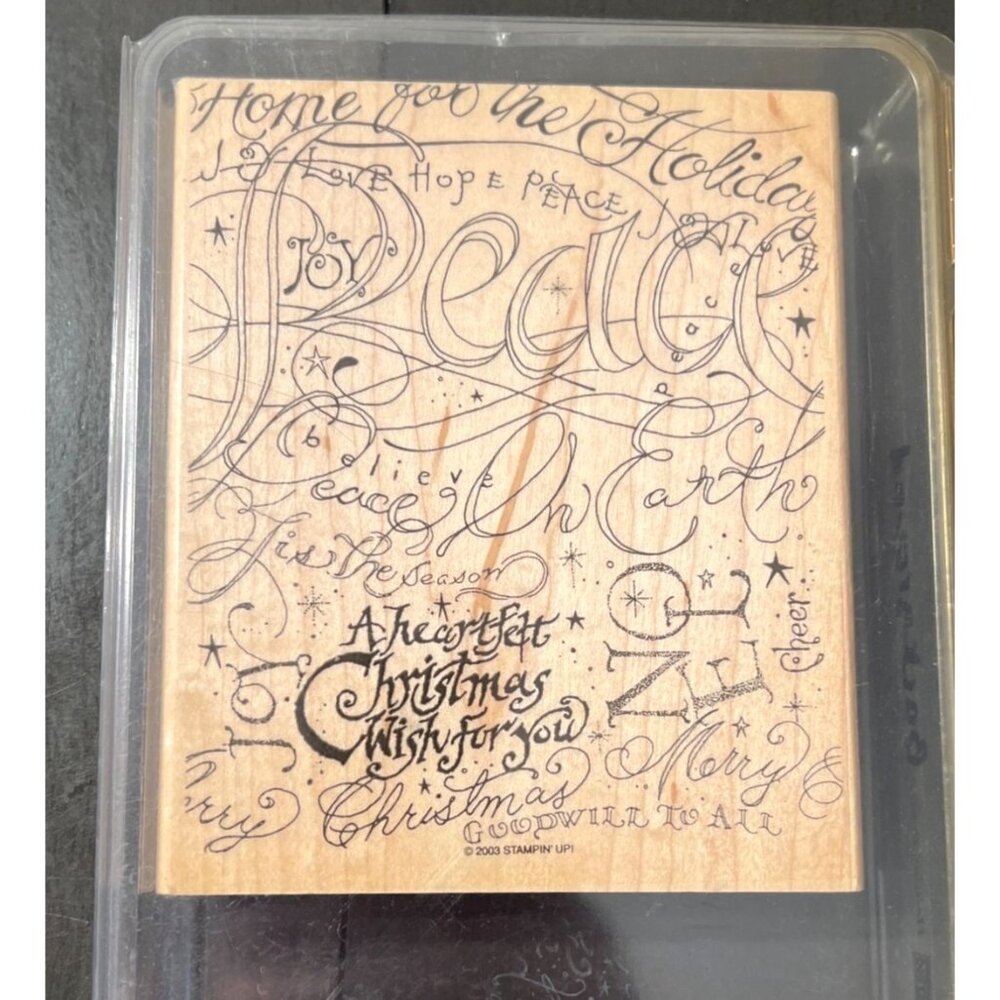 Stampin Up! 2003 Holiday Print Wood Mounted Rubber Stamp Christmas